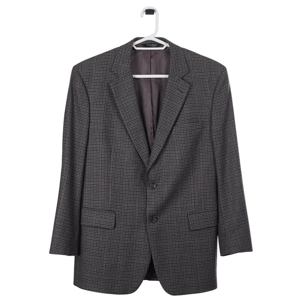 JOS. A. BANK Blazer Size 43R Gray Wool Houndstooth Two-Button Sport Coat Jacket